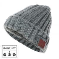 Bonnet Connecté écouteurs stéréo + Micro - intérieure fourrure gris